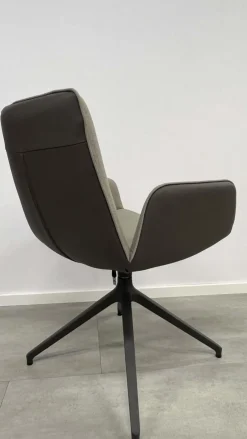 Hülsta Einzelstühle|Stuhl S 700 Leder 5123 Braun-schwarz Stoff 4204 Braunbeige