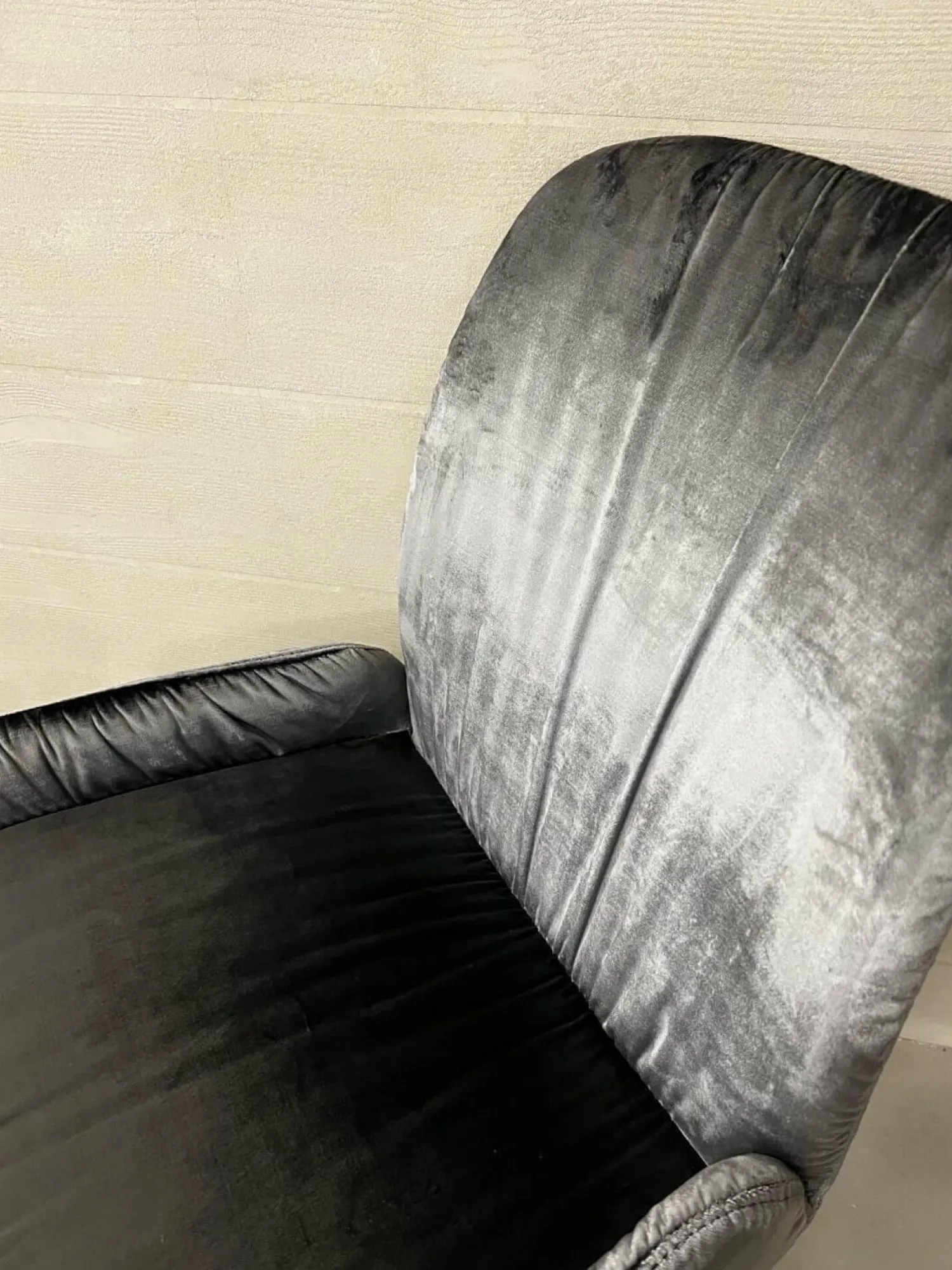 Hülsta Einzelstühle|Stuhl S1000 Stoff Velour Glänzend Blaugrau Gestell Anthrazit