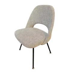 Knoll International Einzelstühle|Stuhl Saarinen Conference Stoff Kvadrat Hallingdal 126 Grau Stahlbeine Schwarz Lackiert