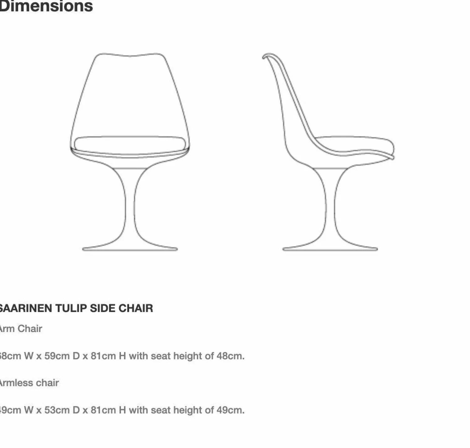 Knoll International Einzelstühle|Stuhl Saarinen Tulip ohne Armlehnen