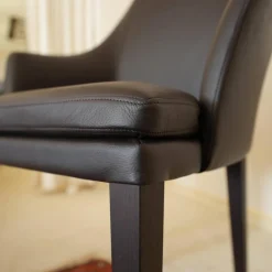 Bielefelder Werkstätten Einzelstühle|Stuhl Saloni Leder Normandie Dunkelbraun Füße Holz Dunkelbraun Mit Armlehnen