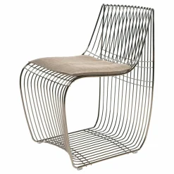 MDF Italia Einzelstühle|Stuhl Sign Filo F051704-0001 Metalldrähte Chrom Schwarz S054 inkl. Sitzkissen Sign Filo Pad Stoff Delhi G Col. 140 Grauschwarz