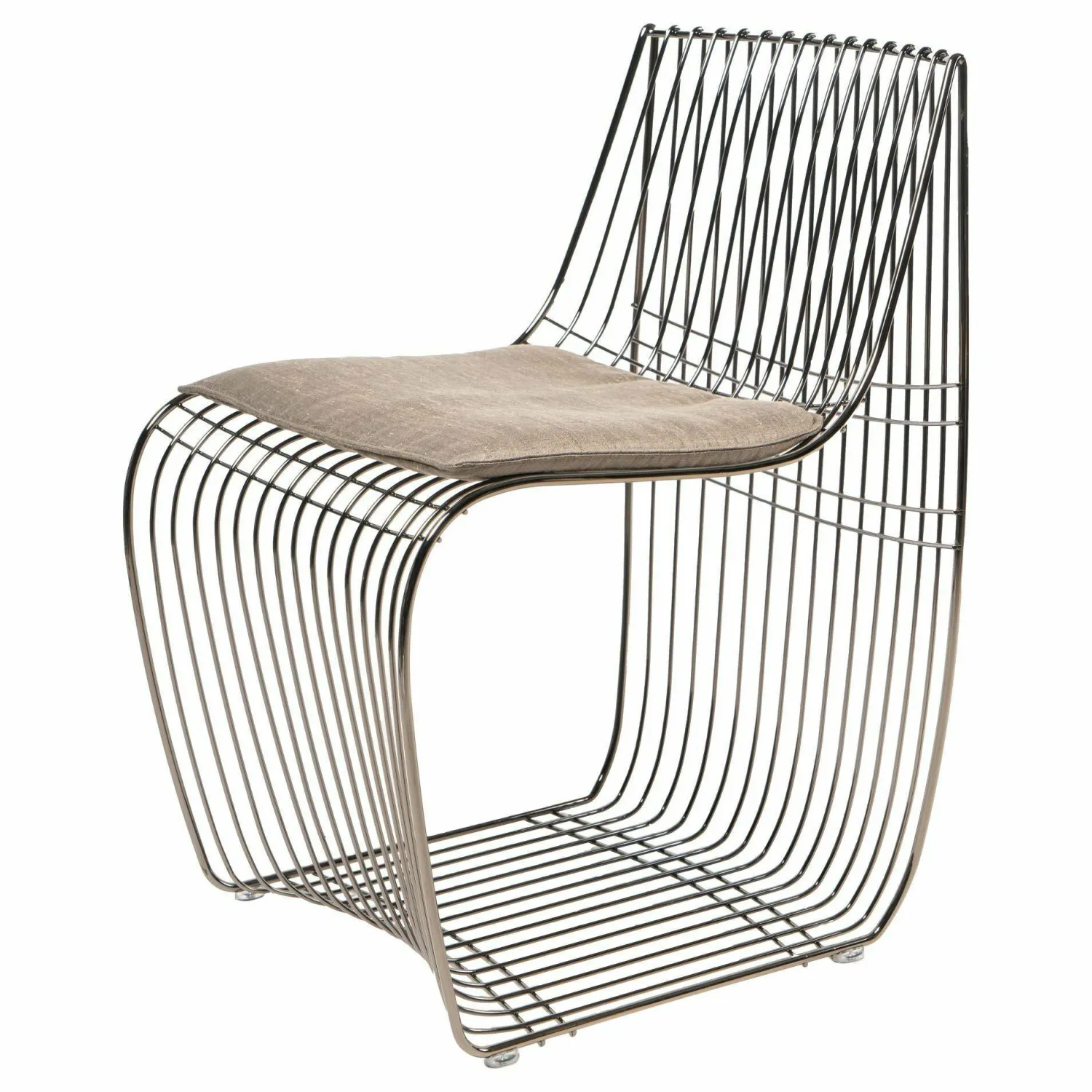 MDF Italia Einzelstühle|Stuhl Sign Filo F051704-0001 Metalldrähte Chrom Schwarz S054 inkl. Sitzkissen Sign Filo Pad Stoff Delhi G Col. 140 Grauschwarz