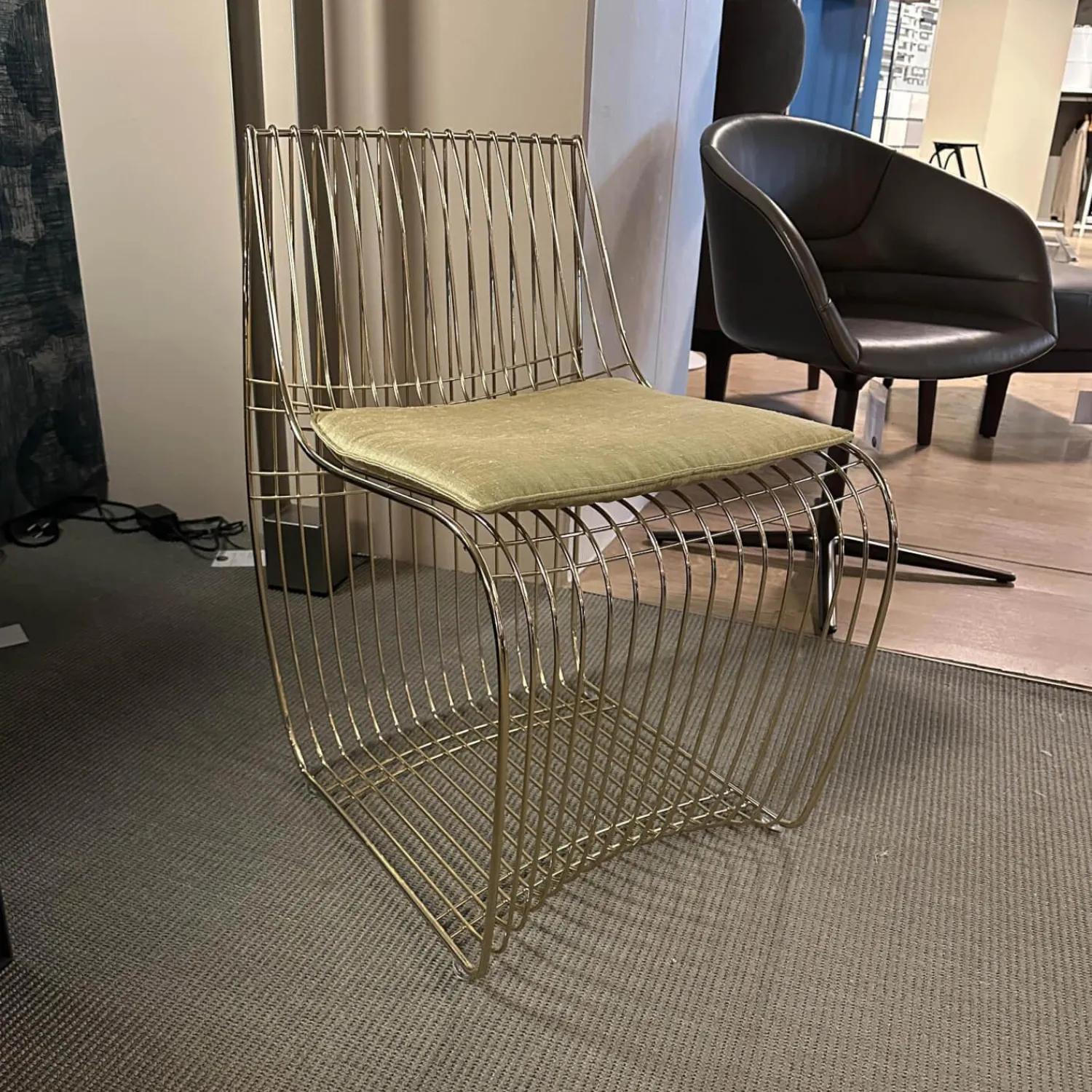 MDF Italia Einzelstühle|Stuhl Sign Filo Gestell Chrom Gold S055 Mit Stoff Pad Delhi 111 Gold