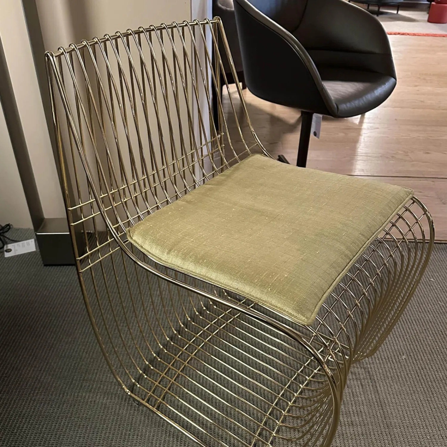 MDF Italia Einzelstühle|Stuhl Sign Filo Gestell Chrom Gold S055 Mit Stoff Pad Delhi 111 Gold