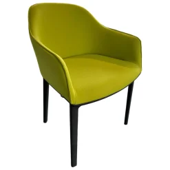Vitra Einzelstühle|Stuhl Softshell Chair Plano Stoff Avocado Grün Vierbein-Untergestell Chocolate Schwarz