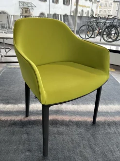 Vitra Einzelstühle|Stuhl Softshell Chair Plano Stoff Avocado Grün Vierbein-Untergestell Chocolate Schwarz