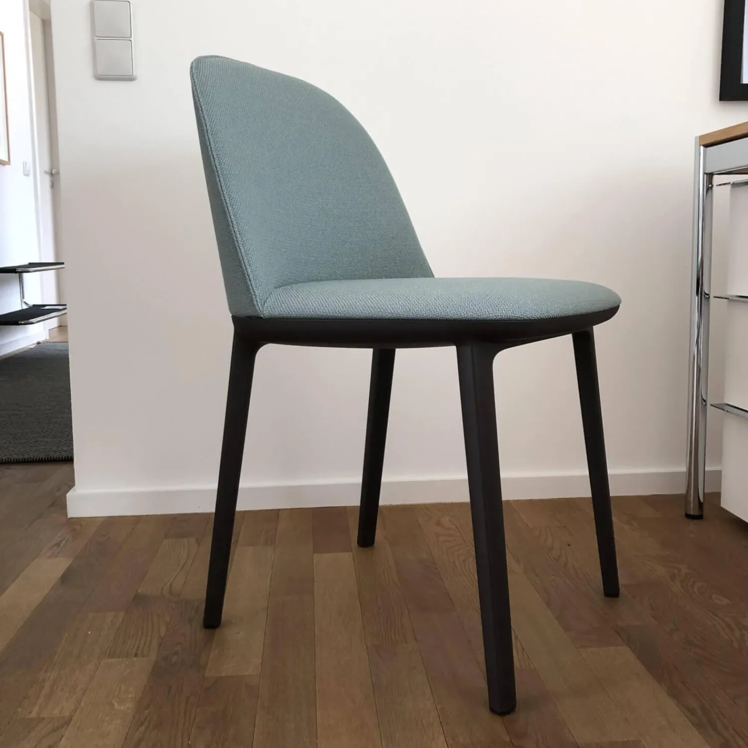 Vitra Einzelstühle|Stuhl Softshell Side Chair Stoff Credo Delfin Stahlblau