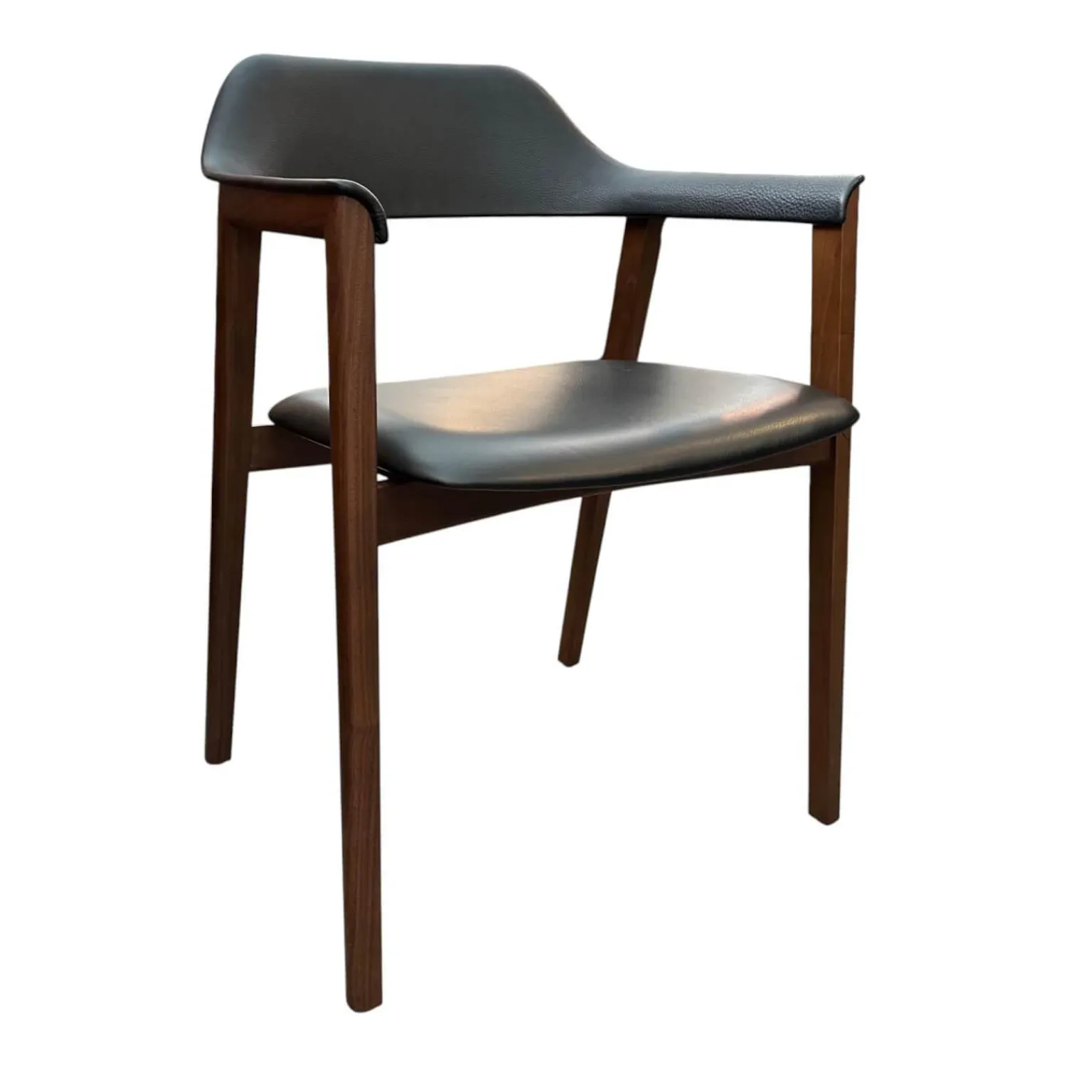 Conde House Einzelstühle|Stuhl Ten Leder Schwarz Gestell Nussbaum Massiv