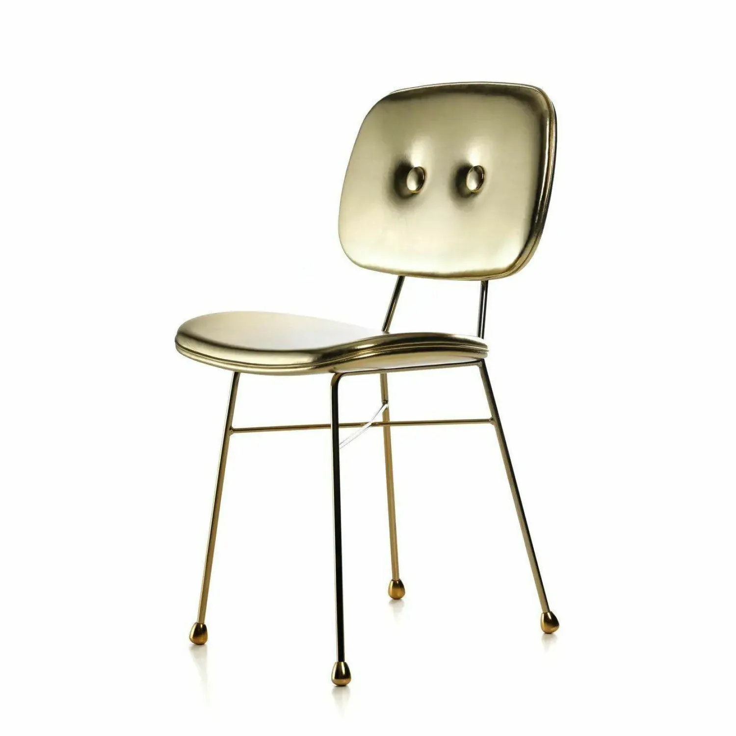 Moooi Einzelstühle|Stuhl The Golden Chair Kunstleder Gold 20.000 Martindale Stahlgestell Verchromt