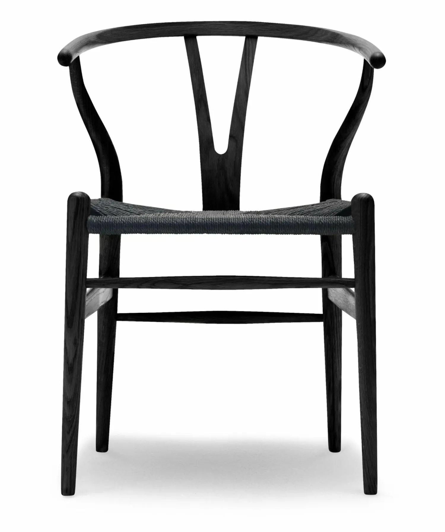 Carl Hansen & Søn Einzelstühle|Stuhl Y Chair CH24 Eiche Lackiert Schwarz S9000 N Sitz Geflecht Schwarz