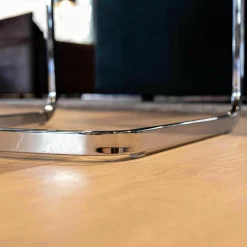 Haas Einzelstühle|Stuhl Youma Leder Schwarz Belo 1601 Nero Gestell Alu Glänzend SA 61