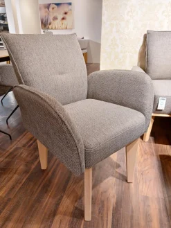 Global Stuhlsets|Stuhlgruppe Bank 2 Stühle 2 Sessel Stoff 062609 Grau Braun Füße Bianche Weiß Geölt