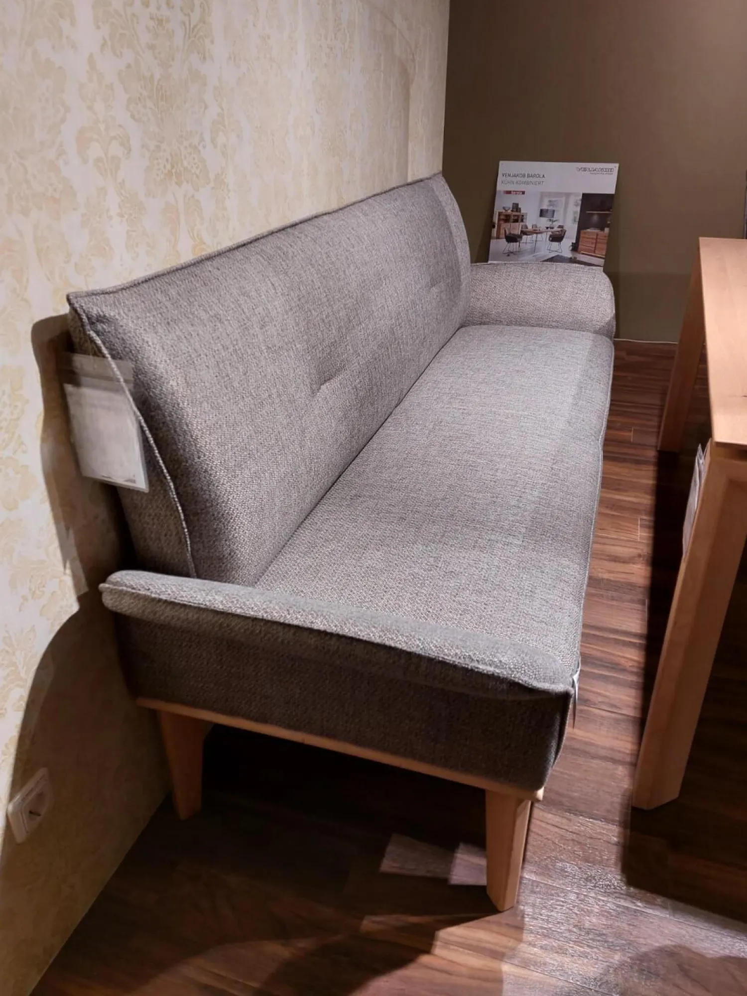 Global Stuhlsets|Stuhlgruppe Bank 2 Stühle 2 Sessel Stoff 062609 Grau Braun Füße Bianche Weiß Geölt