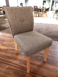 Global Stuhlsets|Stuhlgruppe Bank 2 Stühle 2 Sessel Stoff 062609 Grau Braun Füße Bianche Weiß Geölt