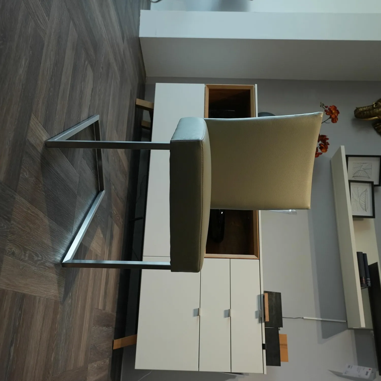 Musterring Stuhlsets|Stuhlgruppe Nova Stuhlwerk Leder Tendens Paprika Rot Und Kiesel Grau Gestell Edelstahl Quadratisch