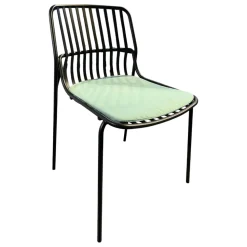 Brunner Einzelstühle|Stuhll Crona Steel 6340 Vierfußstahlgestell Sitzlamellen Aus Flachstahl Lava Schwarz Mit Sitzkissen Stoffbezug 6/0310840 Patio Farbe 840 Grün