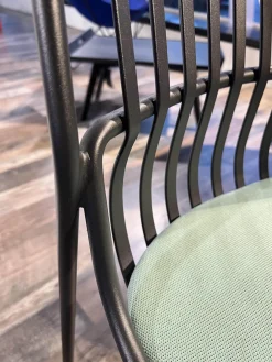 Brunner Einzelstühle|Stuhll Crona Steel 6340 Vierfußstahlgestell Sitzlamellen Aus Flachstahl Lava Schwarz Mit Sitzkissen Stoffbezug 6/0310840 Patio Farbe 840 Grün