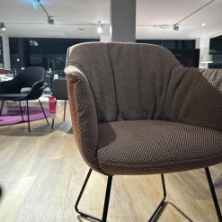 Rolf Benz Einzelstühle|Stuhlsessel 641 Schale Leder 38 112 Kupferbraun Sitz Stoff 24 514 Beige Gestell Stahl Verkehrsschwarz