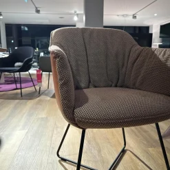 Rolf Benz Einzelstühle|Stuhlsessel 641 Schale Leder 38 112 Kupferbraun Sitz Stoff 24 514 Beige Gestell Stahl Verkehrsschwarz