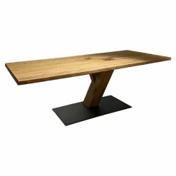 Wimmer Esstische|Säulenesstisch Asteiche Hartwachsöl Natur Fuß Metallplatte