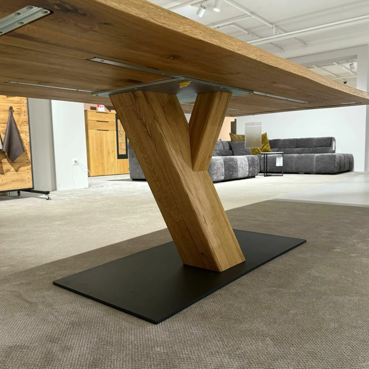 Wimmer Esstische|Säulenesstisch Asteiche Hartwachsöl Natur Fuß Metallplatte