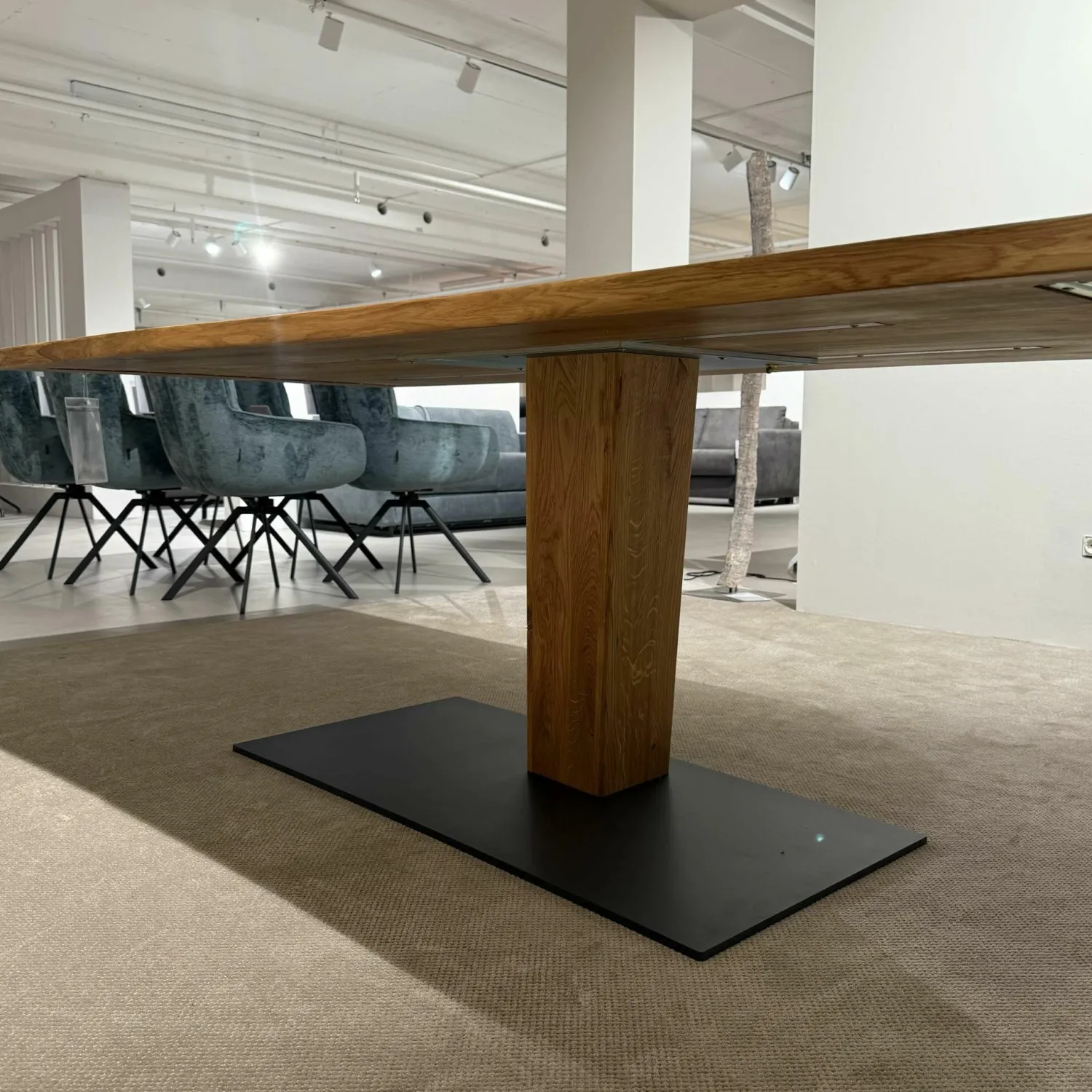 Wimmer Esstische|Säulenesstisch Asteiche Hartwachsöl Natur Fuß Metallplatte