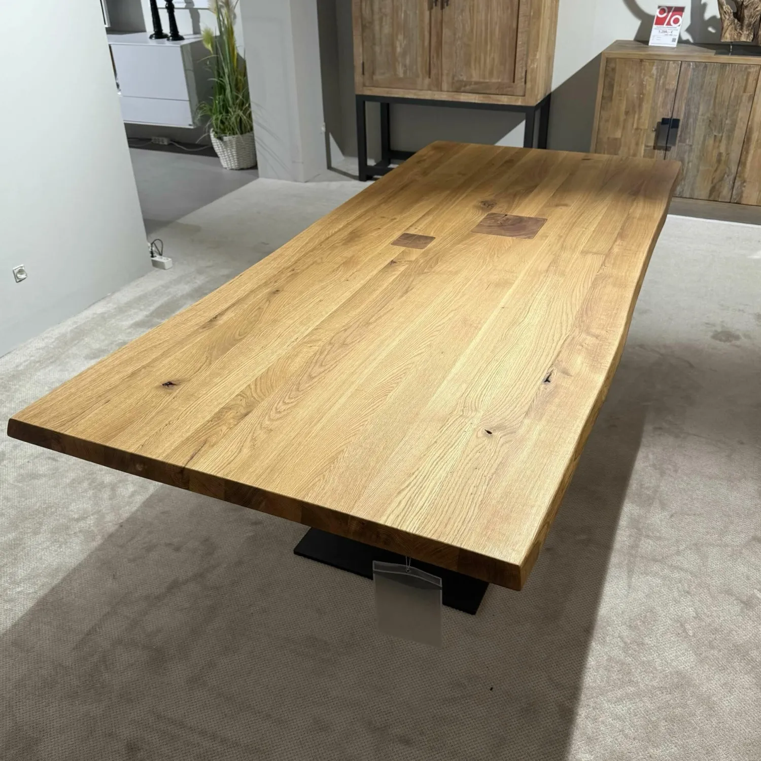 Wimmer Esstische|Säulenesstisch Asteiche Hartwachsöl Natur Fuß Metallplatte