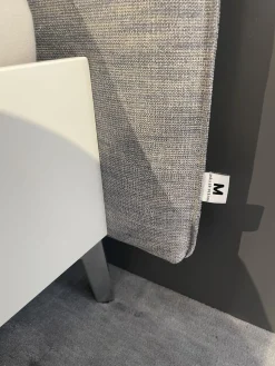 Möller Design Polsterbetten|Systembett MD13 Stoff Maple 742 Grau Meliert Rahmen Lack Matt Weiß 003 Füße Metall NQ Aluminium ohne Rost ohne Matratzen