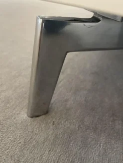 Möller Design Polsterbetten|Systembett MD13 Stoff Maple 742 Grau Meliert Rahmen Lack Matt Weiß 003 Füße Metall NQ Aluminium ohne Rost ohne Matratzen