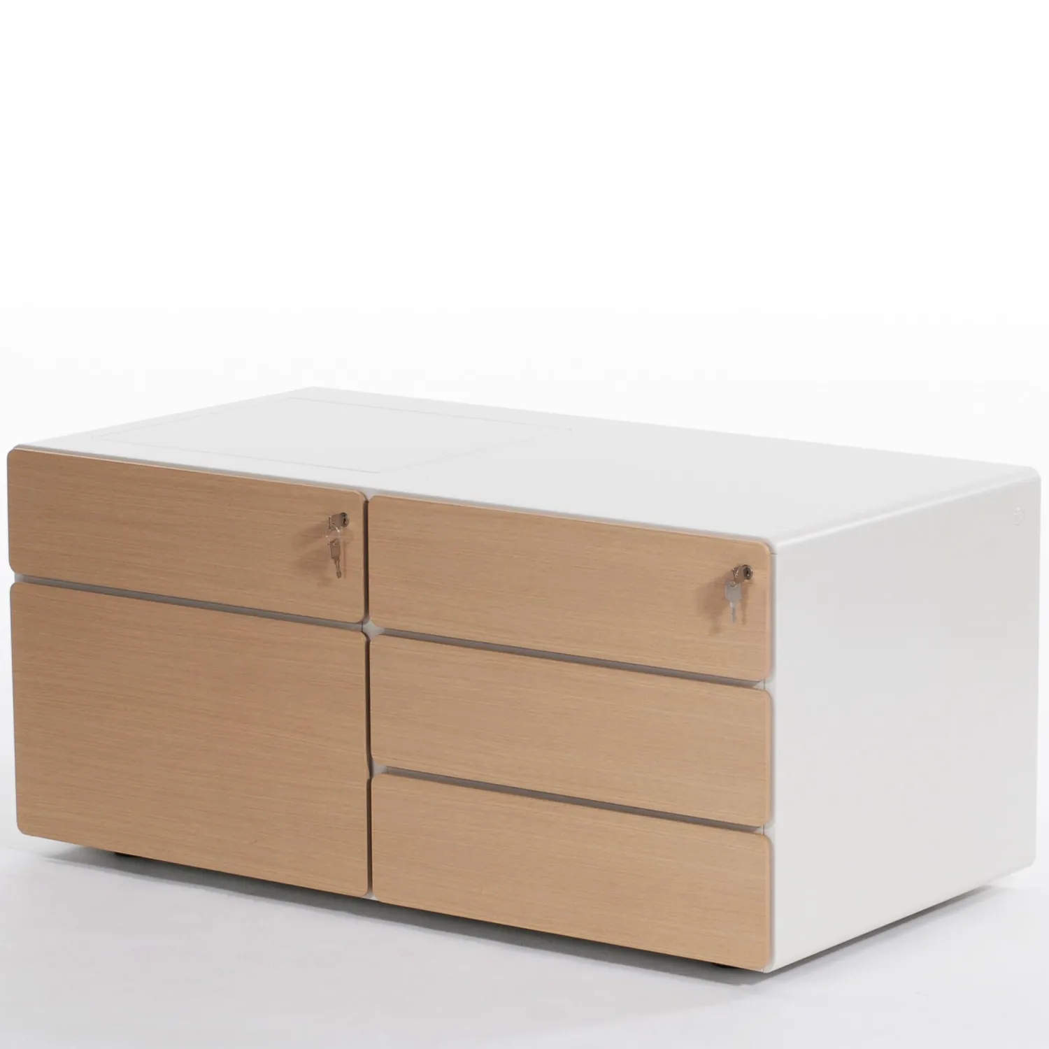 Renz Regale & Container|Technikcontainer Star Strukturlack Weiß Fronten Eiche Hell