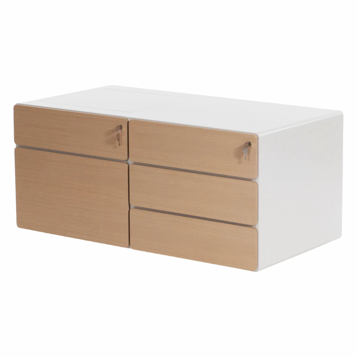 Renz Regale & Container|Technikcontainer Star Strukturlack Weiß Fronten Eiche Hell