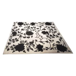 Domaniecki Teppiche|Teppich Carpetence Handgeknüpft Metok 1 Yin Yano 100 Beige Schwarz Mit Seide