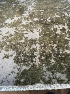 Remade Teppiche|Teppich Persion 265x190 Art Edition Hoher Wollanteil Täbris Perser Grün Weiß Gebürstet Und Eingefärbt