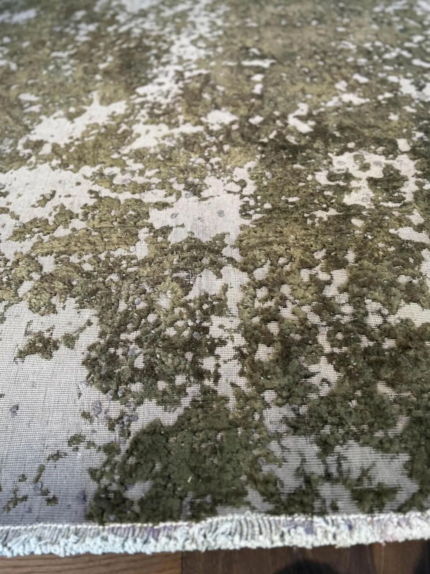 Remade Teppiche|Teppich Persion 265x190 Art Edition Hoher Wollanteil Täbris Perser Grün Weiß Gebürstet Und Eingefärbt