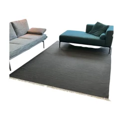 Kvadrat Teppiche|Teppich Vintage Kelim Plain Schurwolle Mit Fransen Grau 200x300