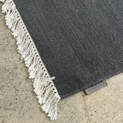 Kvadrat Teppiche|Teppich Vintage Kelim Plain Schurwolle Mit Fransen Grau 200x300