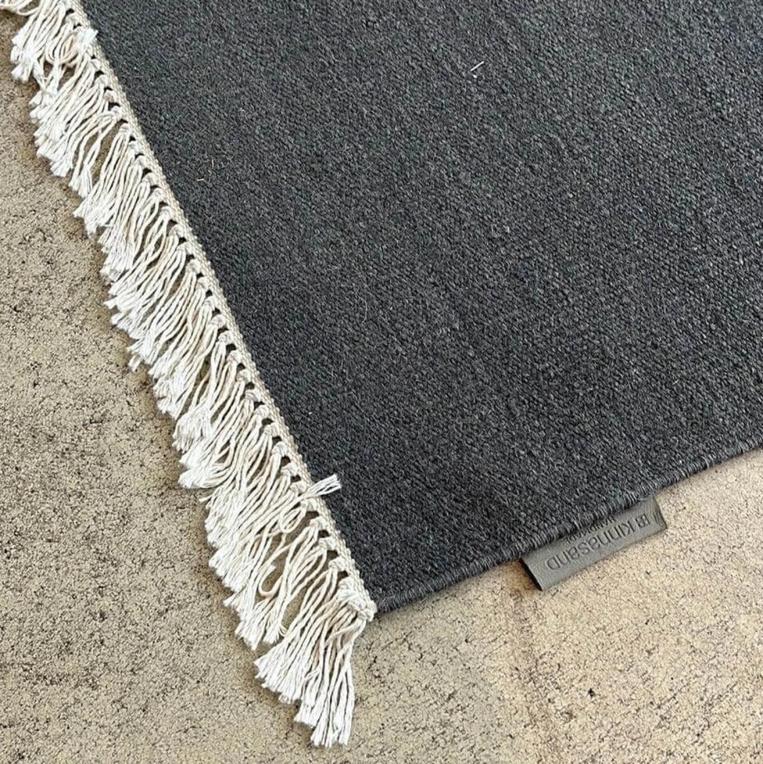 Kvadrat Teppiche|Teppich Vintage Kelim Plain Schurwolle Mit Fransen Grau 200x300