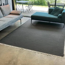 Kvadrat Teppiche|Teppich Vintage Kelim Plain Schurwolle Mit Fransen Grau 200x300