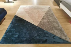 Miinu Teppiche|Teppich 300x200 BuildX Triangle Beige Petrol Tencel Lyocell