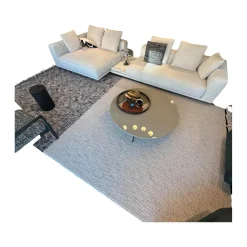 Minotti Teppiche|Teppich 450x250 Cross Flag Bian Cenere Wolle Weiß Schwarz