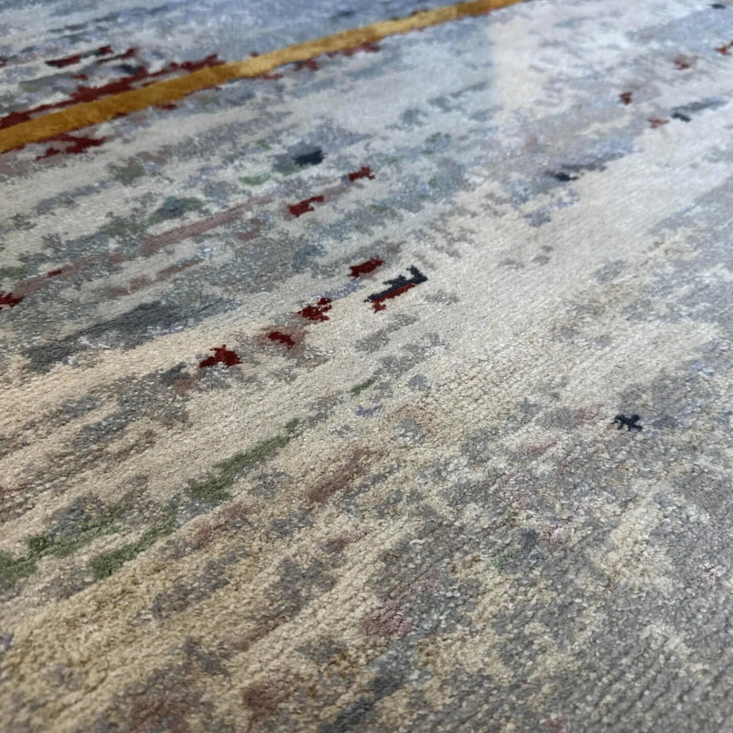 Walter Knoll Teppiche|Teppich 250x350 Legends of Carpets Mpando Wolle Seide Brennnessel Grau Weiß Rot Braun