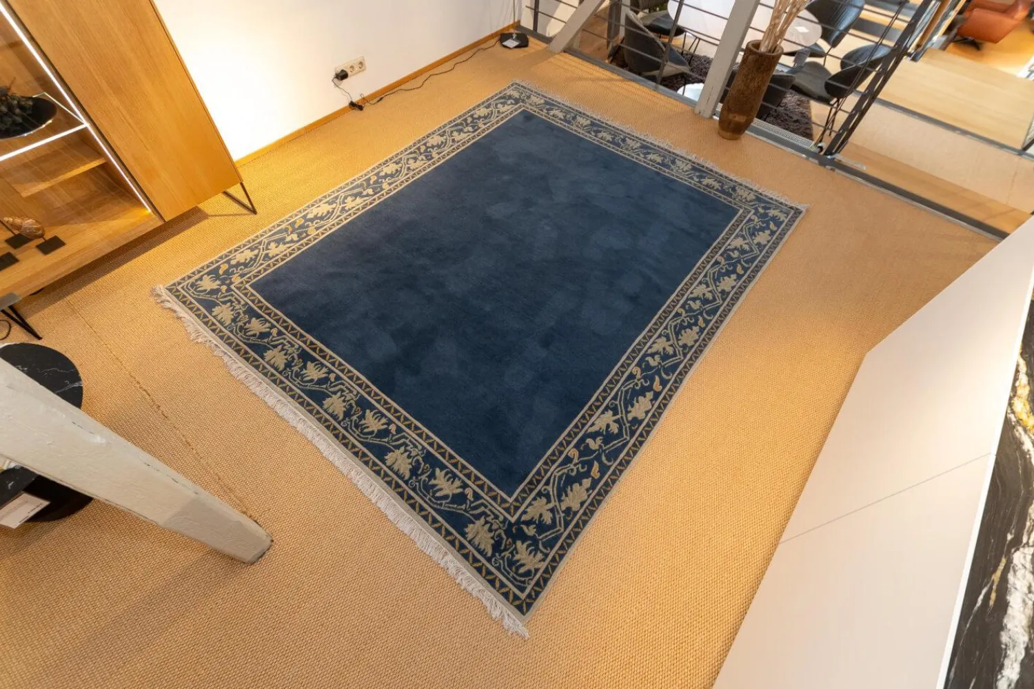 Domaniecki Teppiche|Teppich 256x207 Sonata Patna Velours Mit Fransen 21 G123 B123 Blau Handgeknüpft In 100 Knoten