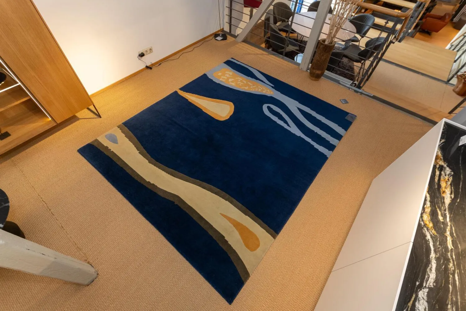 Domaniecki Teppiche|Teppich 250x202 Thani 80 Alaska Velour Ohne Fransen 21 G1999 11869DCI Blau Handgeknüpft In 80 Knoten