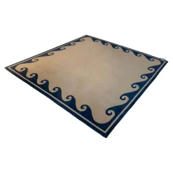 Domaniecki Teppiche|Teppich 209x203 Thani 80 Waves Velours Ohne Fransen 21 G0 B68 Blau Creme Handgeknüft In 80 Konten