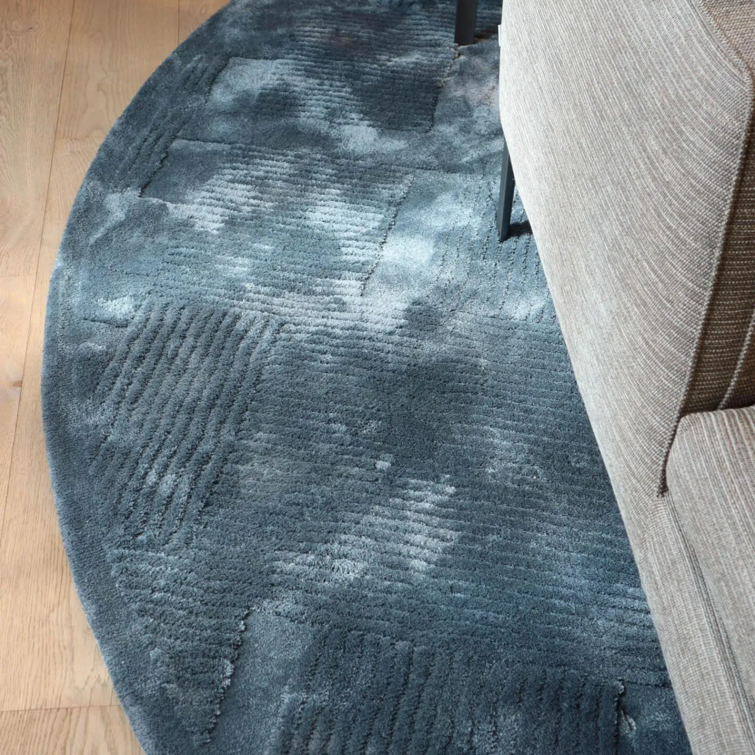 Molteni & C Teppiche|Teppich 400x400 Vibrazioni Rund Viskose Hand Getuftet Farbe Gem Blau