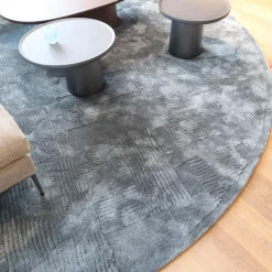 Molteni & C Teppiche|Teppich 400x400 Vibrazioni Rund Viskose Hand Getuftet Farbe Gem Blau