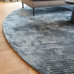 Molteni & C Teppiche|Teppich 400x400 Vibrazioni Rund Viskose Hand Getuftet Farbe Gem Blau