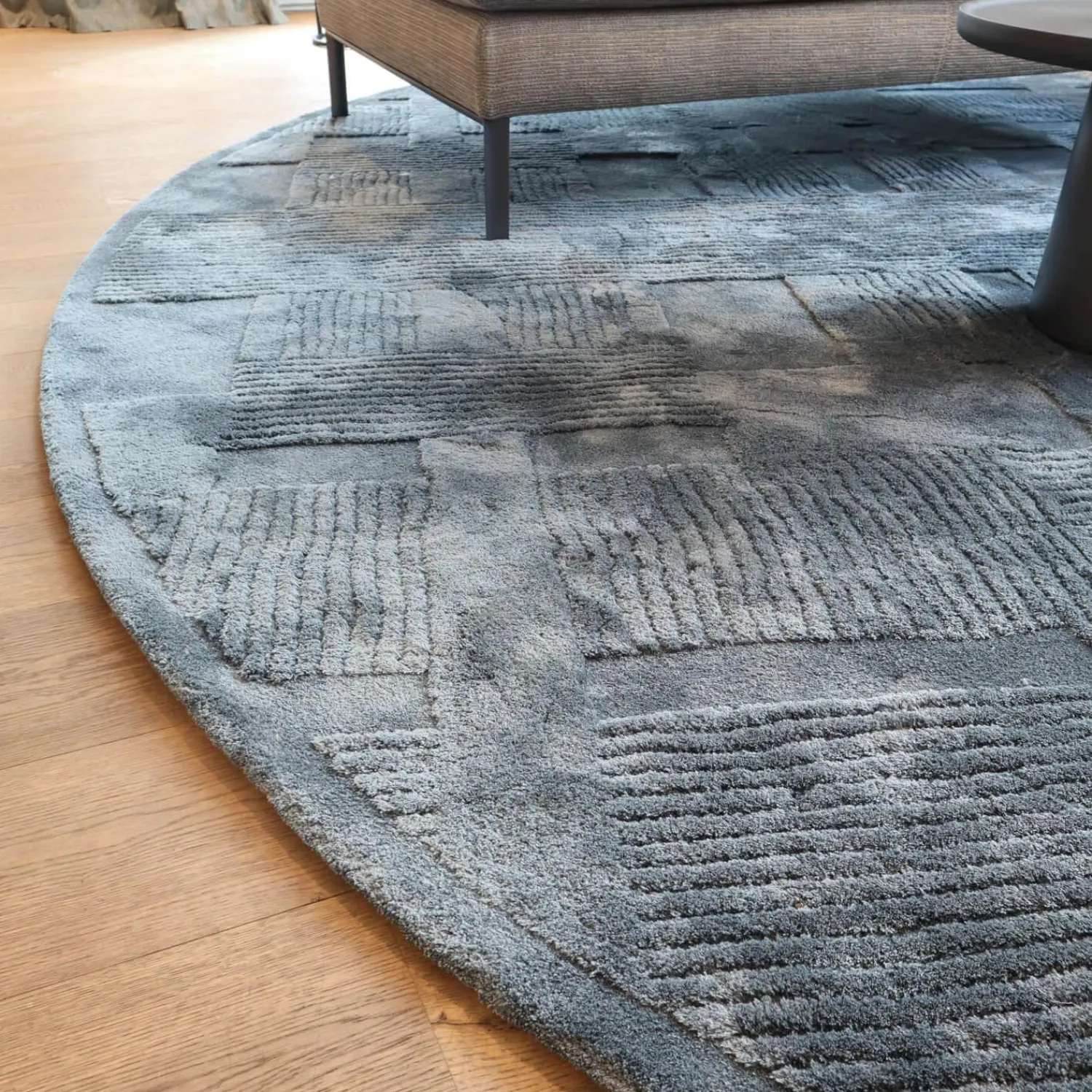 Molteni & C Teppiche|Teppich 400x400 Vibrazioni Rund Viskose Hand Getuftet Farbe Gem Blau