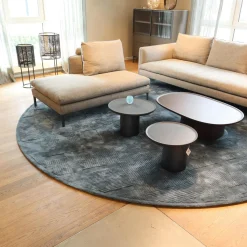 Molteni & C Teppiche|Teppich 400x400 Vibrazioni Rund Viskose Hand Getuftet Farbe Gem Blau